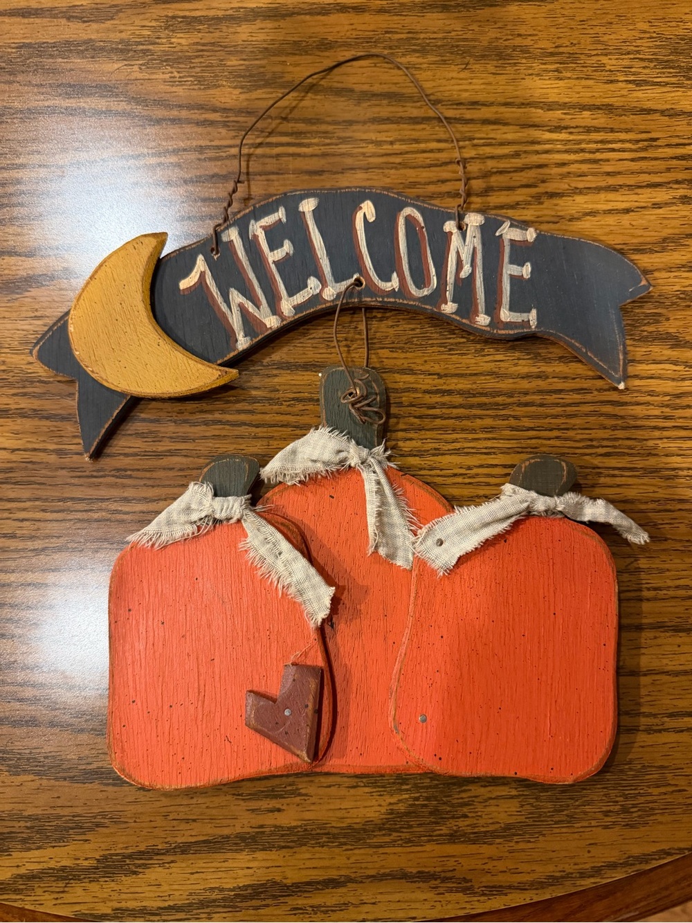 Welcome Pumpkin Trio Wall Hanging - Orange